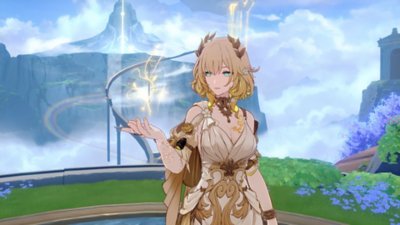 Honkai Star Rail screenshot showing a character in an ornate outfit summoning magic from their palm