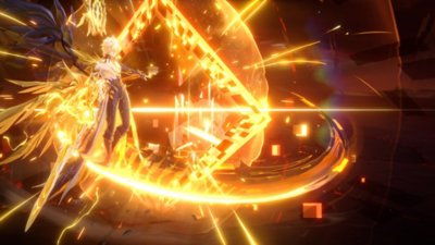Honkai: Star Rail Version 3.4 screenshot showing a character emanating golden geometric light as an ability