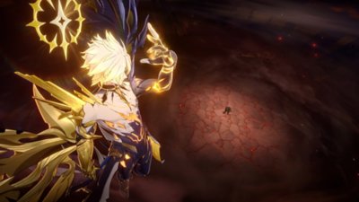Honkai: Star Rail Version 3.4 screenshot showing a winged character looking on from above at the ground 
