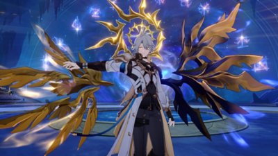 Honkai: Star Rail Version 3.4 screenshot showing a winged character against a blue background