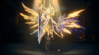 Honkai: Star Rail Version 3.4 screenshot showing a winged character with a sword pointing downwards