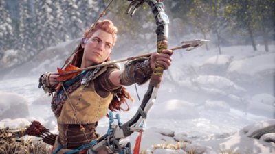 captura de ecrã com truques e dicas para o horizon forbidden west - aloy com arco e flecha