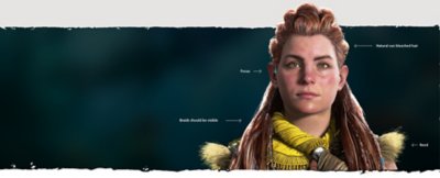 ภาพพื้นหลังของเอลอยที่มีคำว่า "Focus" อยู่ข้างหูของเธอ และ "Braids should be visible" ที่ไหล่ของเธอที่ทางด้านซ้ายของภาพ