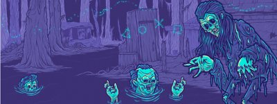 Best Horror Games on PlayStation artwork featuring a cartoon-style zombie and others emerging from a pool