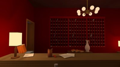 Captura de tela de Hotel Infinity mostrando a recepção com chaves