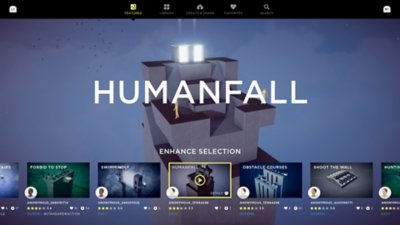 Captura de ecrã do Humanity com um ecrã de seleção de níveis.