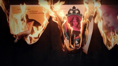 Immortality hero artwork showing movie posters going up in flames