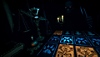 Gameplay-screenshot Inscryption man een tafel vol kaarten en een schimmig figuur aan de overkant.