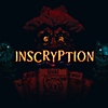 صورة فنية أساسية للعبة Inscryption يظهر فيها وجه دمية شريرة على خلفية مظلمة.