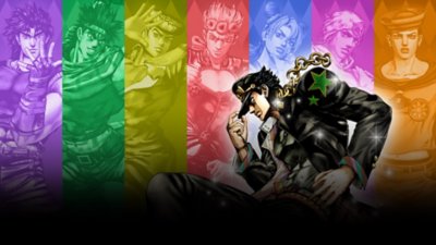 JoJo's Bizarre Adventure All Star Battle Remaster - arte principal com renderizações de múltiplos personagens