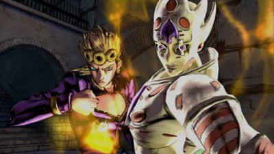 展示兩名角色的《JoJo's Bizarre Adventure All-Star Battle Remastered》螢幕截圖