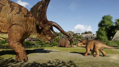 Jurassic World Evolution 3 - screenshot van een Triceratops