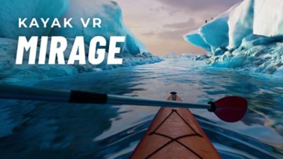 Arte promocional de Kayak VR: Mirage que muestra un kayak en aguas árticas.