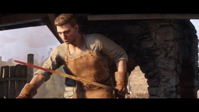 Kingdom Come: Deliverance II screenshot showing the player as a blacksmith