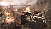 Captura de pantalla de Battlefield 2042 con un helicóptero volando hacia un carguero
