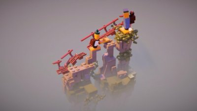 Captura de pantalla de LEGO Builder's Journey que muestra una escena de LEGO