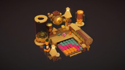 Captura de ecrã de LEGO Builder's Journey que mostra um cenário de LEGO