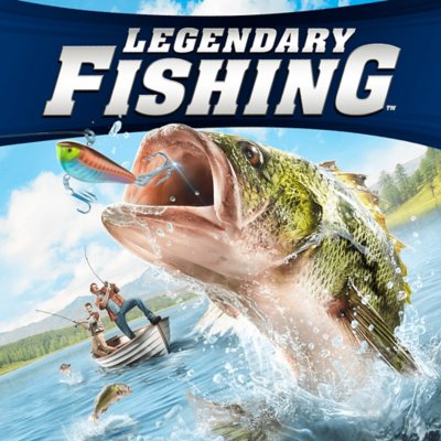 Legendary Fishing borítógrafika – emberek egy evezős csónakban, akik egy nagy halat próbálnak kifogni.