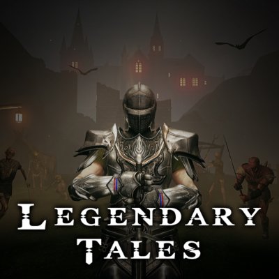Arte promocional de Legendary Tales mostrando um cavaleiro com armadura