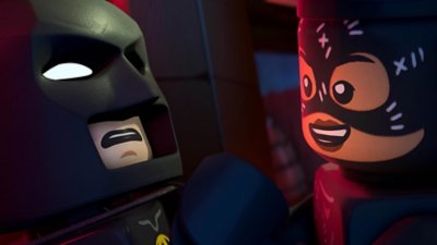 LEGO Batman face-to-face with Catwoman.
