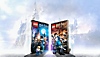 Cover av Lego Harry Potter Years 1-4 og 5-7 foran Galtvort-borgen sammen med Luna, Bellatrix og andre