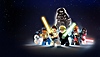 Lego Star Wars: The Force Awakens characters pose with light sabers