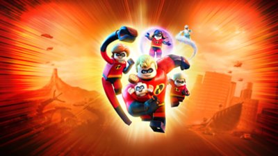 The Parr family run towards the camera in their super suits for Lego The Incredibles
