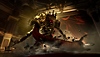Lies of P – zrzut ekranu przedstawiający walkę z bossem – gigantyczną złotą marionetką o świecących czerwonych oczach