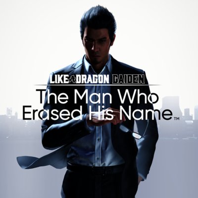 Like a Dragon Gaiden: The Man Who Erased His Name key art showing a man dressed in a suit walking.