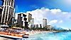 《人中之龍8》螢幕截圖，展示艷陽高照的檀香山海灘。