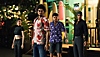 《人中之龙8》画面截图：春日一番、桐生一马与新角色富泽和千岁站在一起。