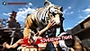 Like a Dragon Ishin! – snímka obrazovky zobrazujúca postavu napadnutú tigrom