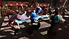 Like a Dragon: Ishin! – Capture d'écran montrant un groupe de personnages combattant avec des katanas