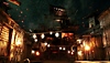 Captura de pantalla de Like a Dragon: Ishin! que muestra un callejón iluminado por faroles