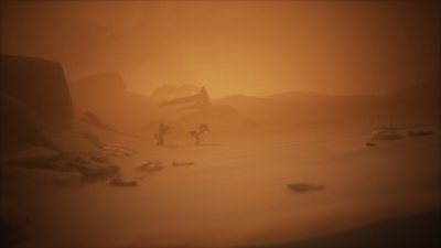 Little Nightmares III screenshot showing Low and Alone in a desert-like environment