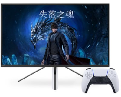 《失落之魂》主题宣传海报，游玩设备为InZone显示器与DualSense*控制器