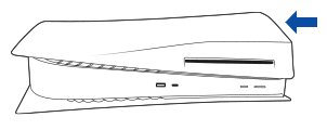 Diagramm, das zeigt, wie die Abdeckung der PS5-Konsole ausgetauscht wird