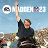 Key-art van NFL 23 met football-icoon en de naamgever John Madden.