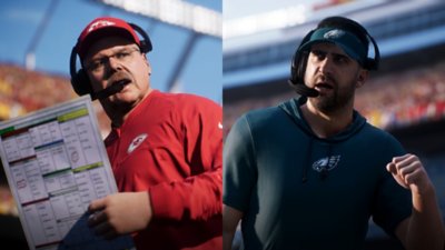 لقطة شاشة من لعبة Madden NFL 26 تظهر مدربي الفريق
