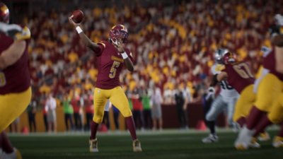 لقطة شاشة من لعبة Madden NFL 26 تظهر لاعبًا يرمي الكرة