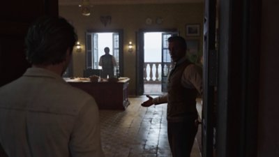 Mafia Definitive Edition screenshot showing somebody opening a door for the protagonist