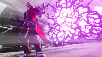 MARVEL Tokon Fighting Souls screenshot showing Star Lord in front of a purple/pink explosion