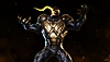 Marvel's Midnight Suns screenshot showing Venom in golf armour with a glowing yellow tongue