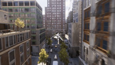 Peter Parker flies through the city on his web wings.