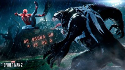 Marvel's Spider-Man 2 for PC screenshot showing Pete against Venom