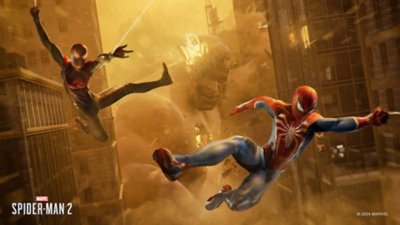 Marvel's Spider-Man 2 for PC screenshot showing Miles and Pete and Sandman