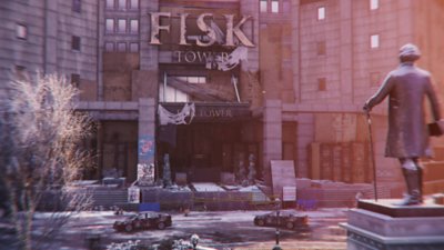marvel's Spider-Man: miles morales daily bugle now - image showing Fisk tower in a state of disrepair