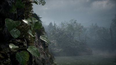 Metal Gear Solid Delta: Snake Eater screenshot showing a rainy jungle environment