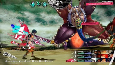 Metaphor: ReFantazio screenshot showing combat against a large boss