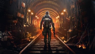 Metro Awakening key art showing lone figure walking in a tunnel